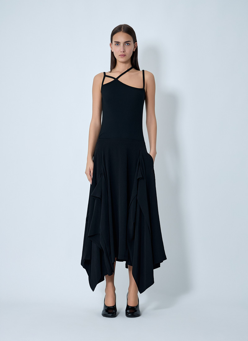 Yohji Yamamoto Paneled Flare Midi Skirt outlook