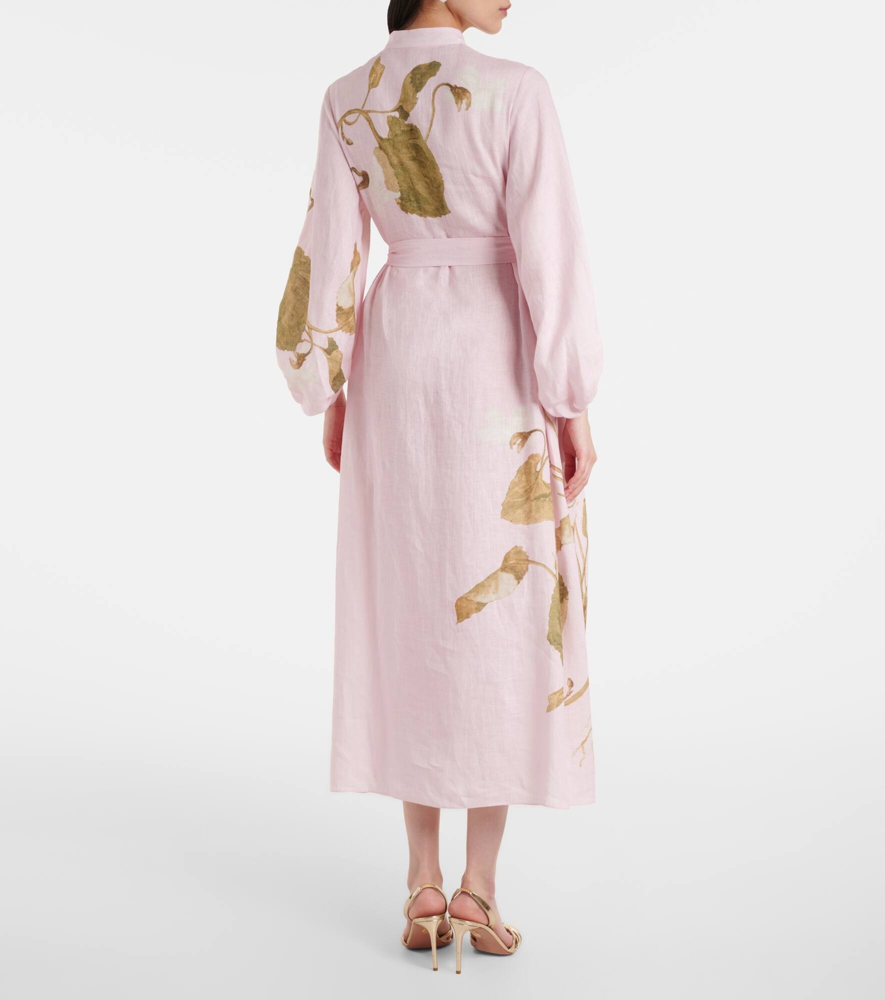 Printed linen midi dress - 3