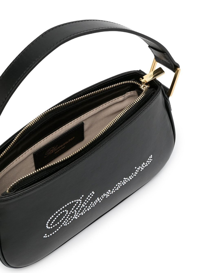 rhinestone-logo leather shoulder bag 5