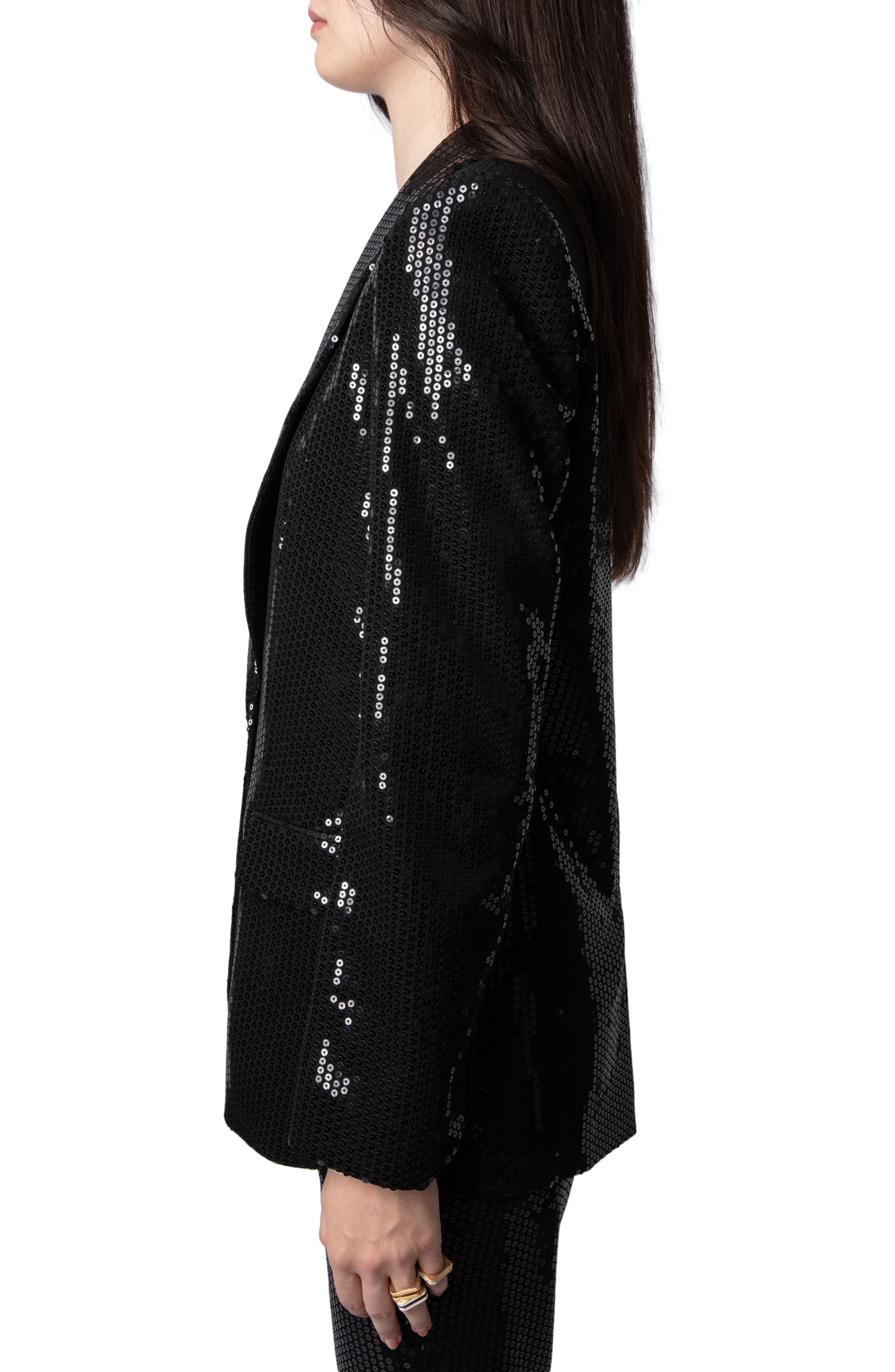Vive Sequin Tuxedo Blazer - 3