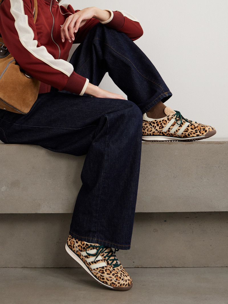 adidas Originals Sl 72 Og Leather-trimmed Leopard-print Calf Hair Sneakers outlook
