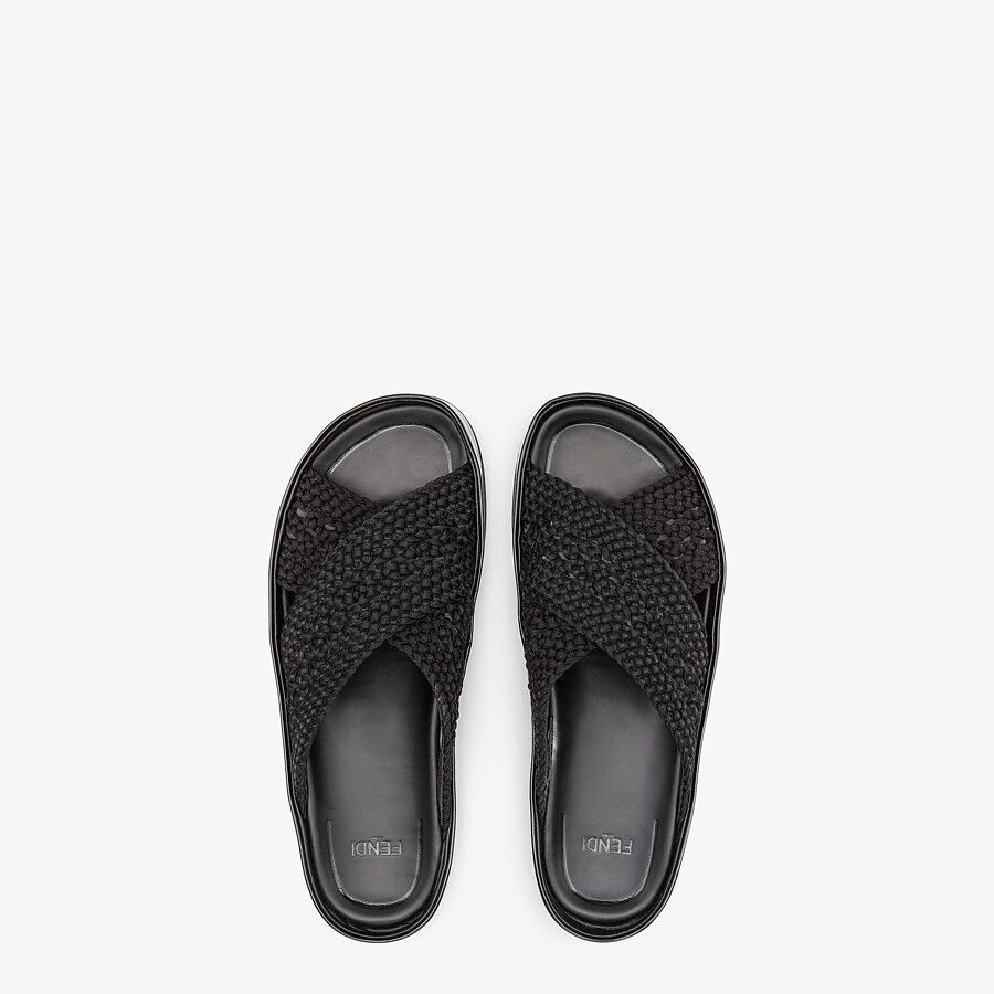 Black stretch lace slides - 4