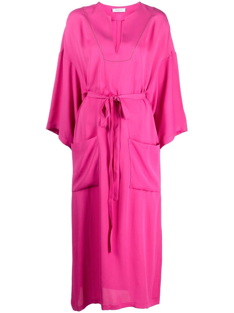 belted long-sleeved midi dress 1