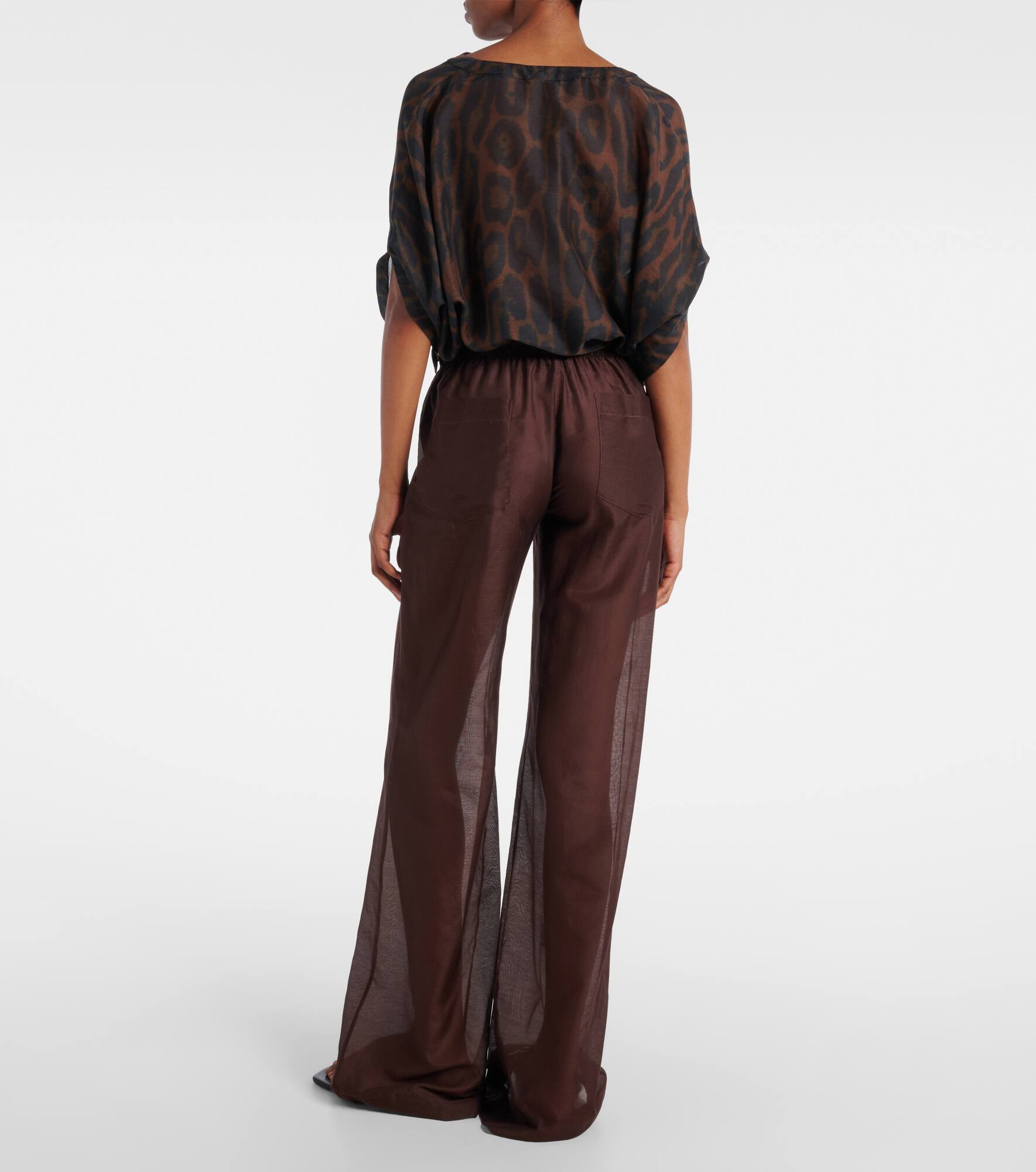 Cotton and silk palazzo pants - 3
