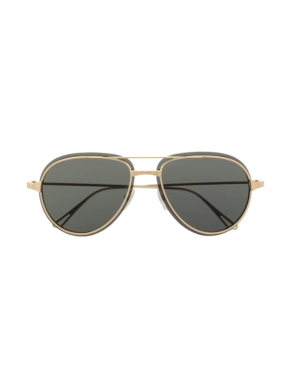 leather-trim aviator sunglasses - 4