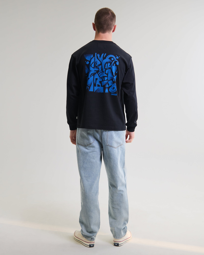 Hayden - Black And Blue 90s Doodle Graphic Cotton T-Shirt 6