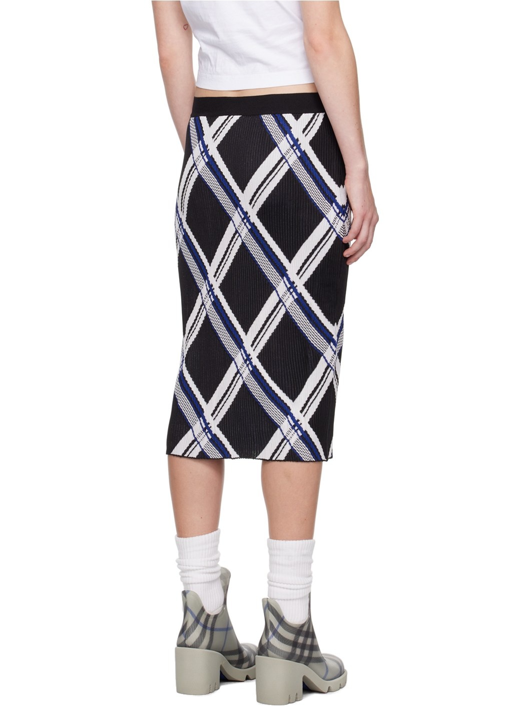 Black Check Midi Skirt - 3