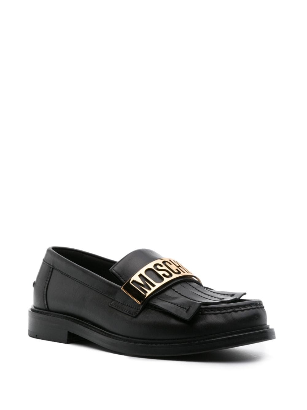 logo-plaque leather loafers - 2