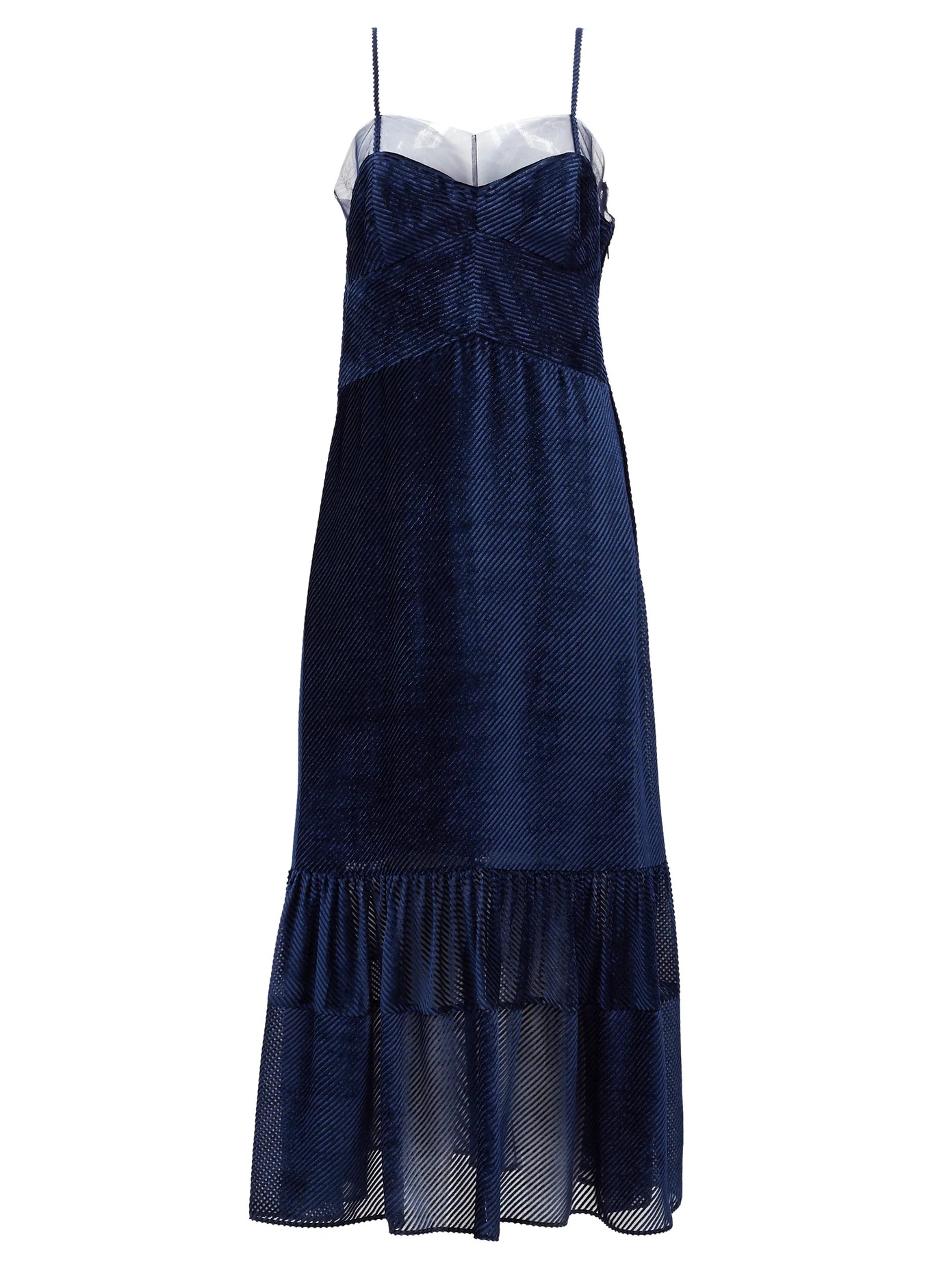 Tulle-trimmed devoré-velvet dress - 1