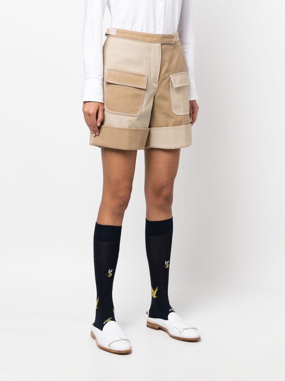 patch-pocket low-rise denim shorts - 3