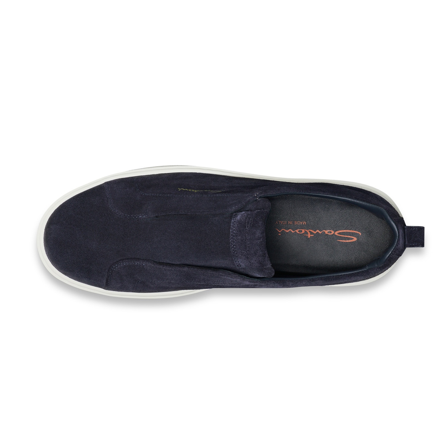 Santoni Men's blue suede slip-on sneaker | REVERSIBLE