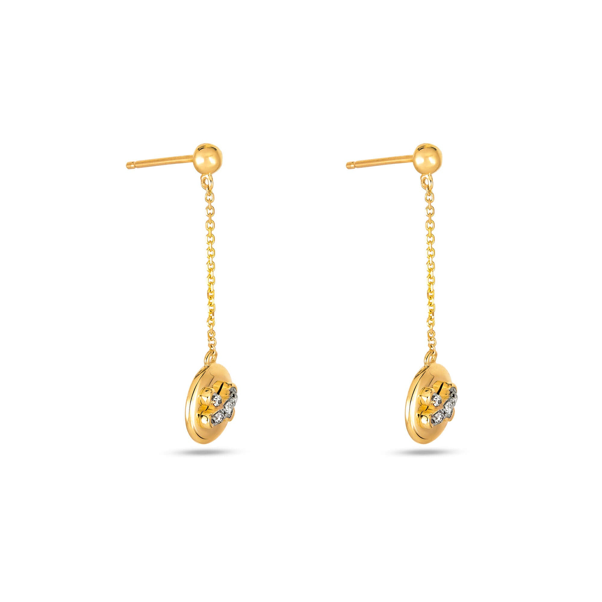 Diamond Button Drop Earrings - 3