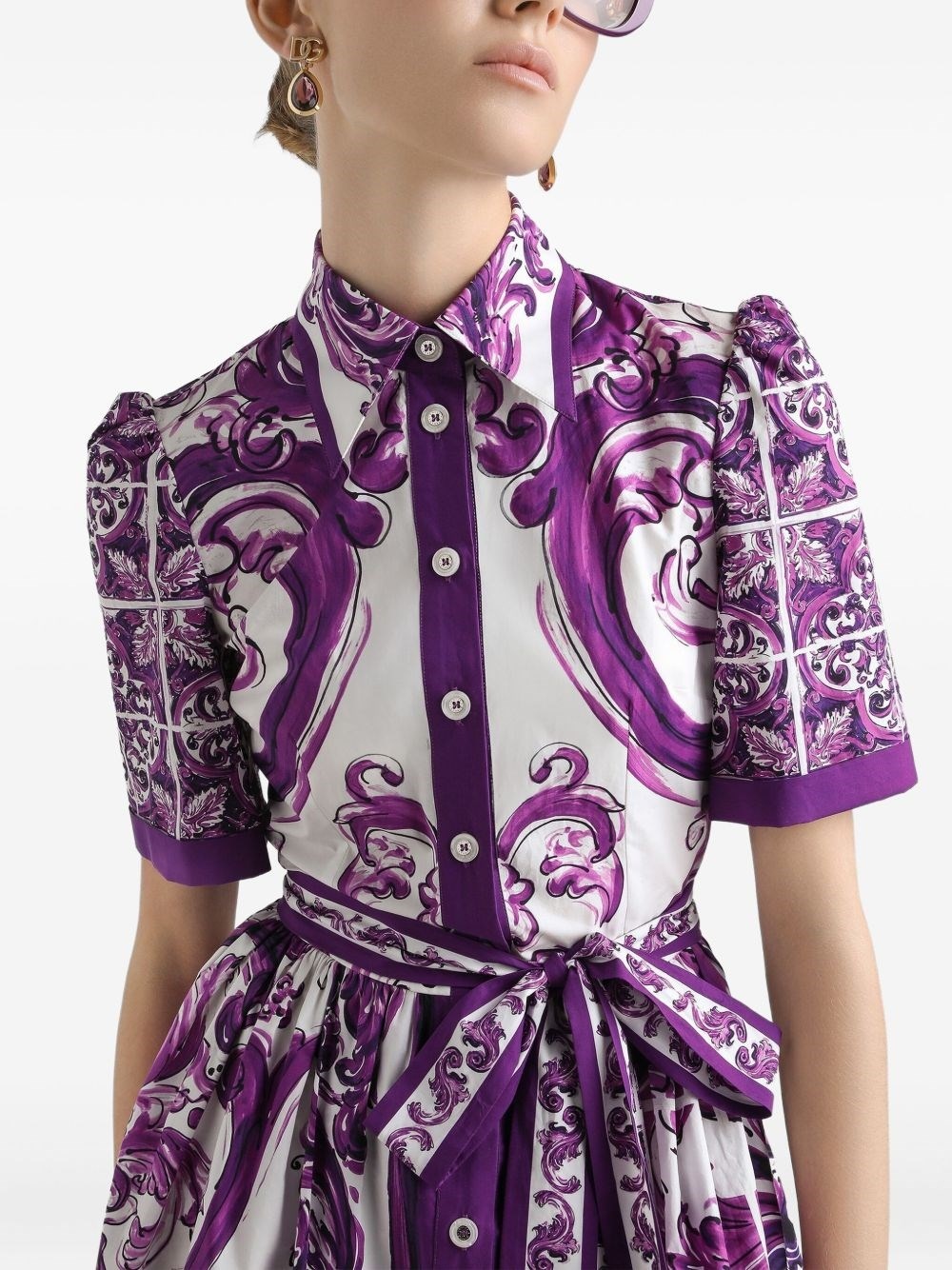 Maiolica print cotton shirtdress - 4