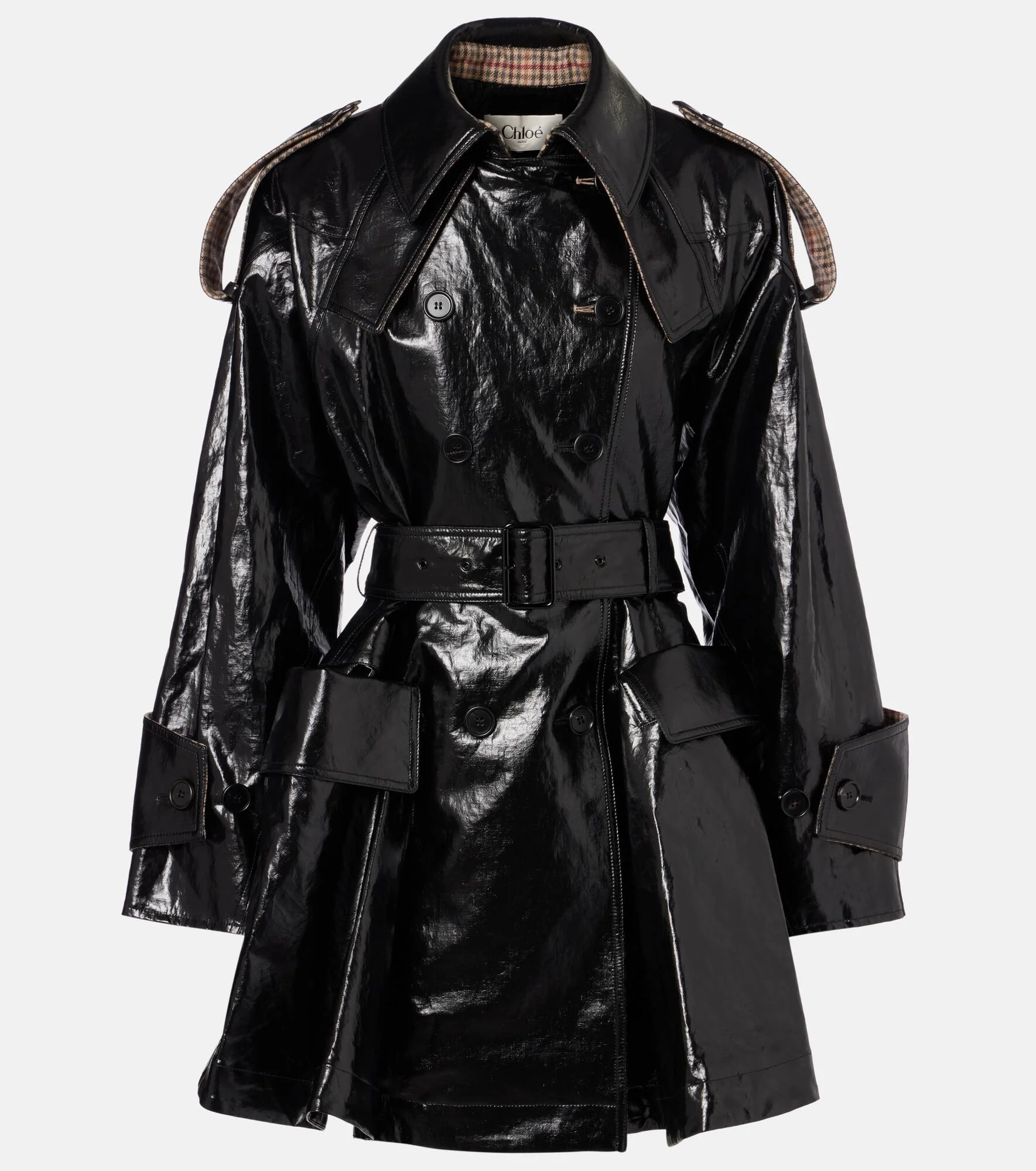 Belted double-breasted linen coat - 1