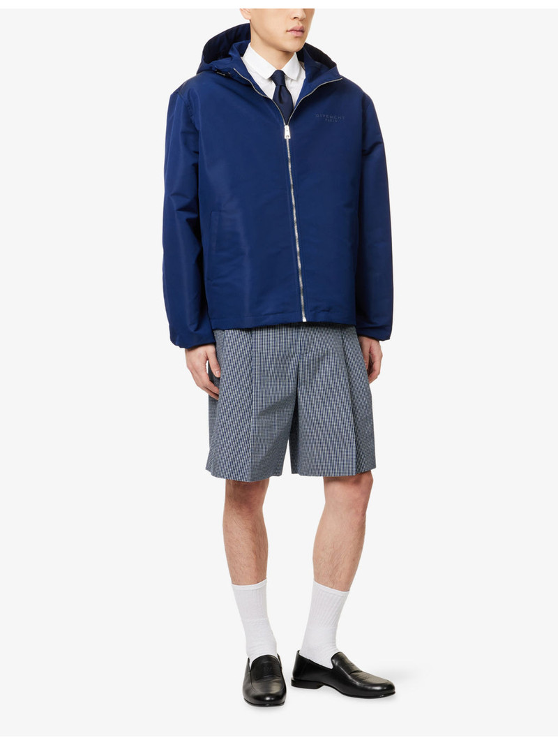 Givenchy Gingham-Print Pleated Cotton-Poplin Shorts outlook