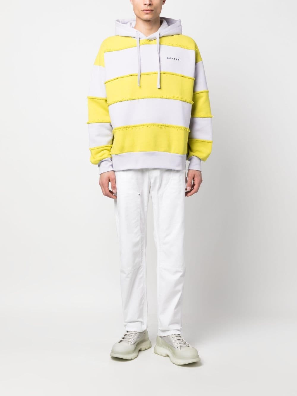 striped drawstring hoodie - 2
