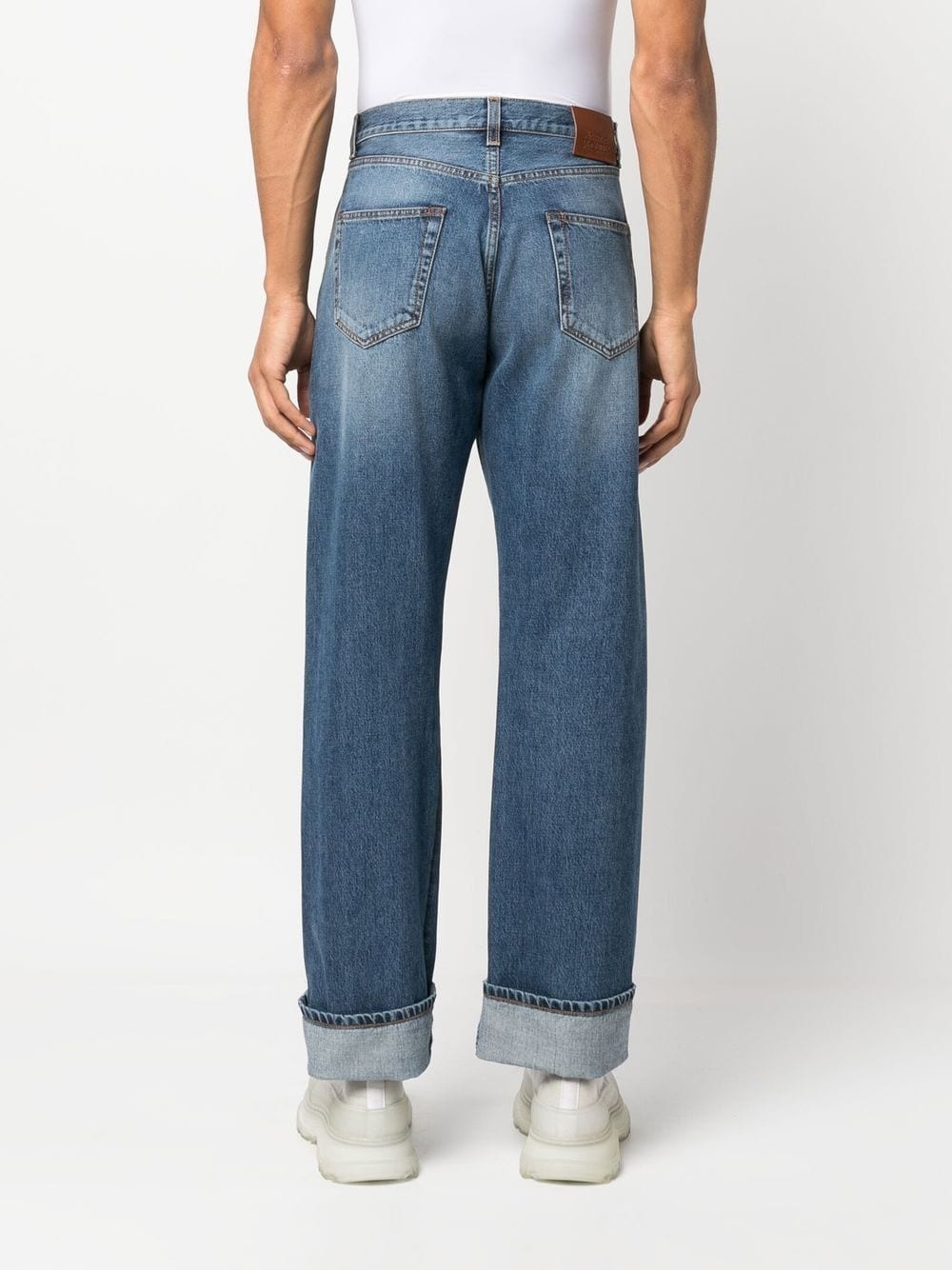 turn-up cuff straight-leg jeans - 4
