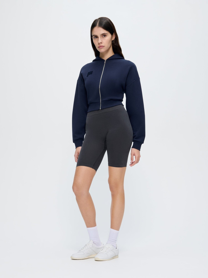 Womens Cropped Zip Up Hoodie - Midnight Navy 3