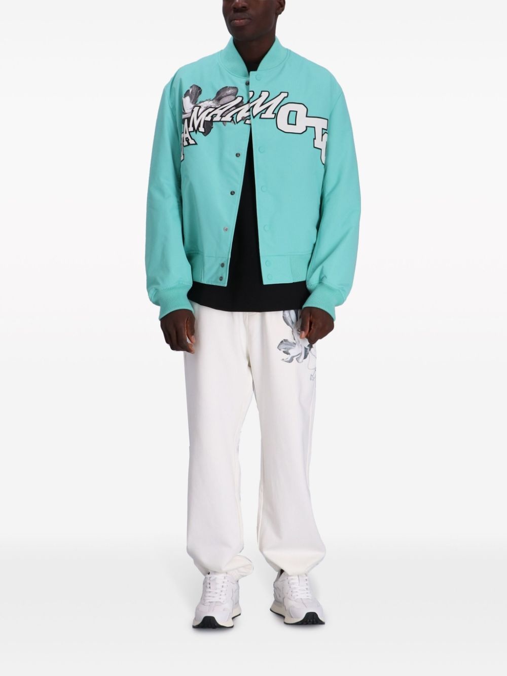 logo-print baseball-collar varsity jacket - 2