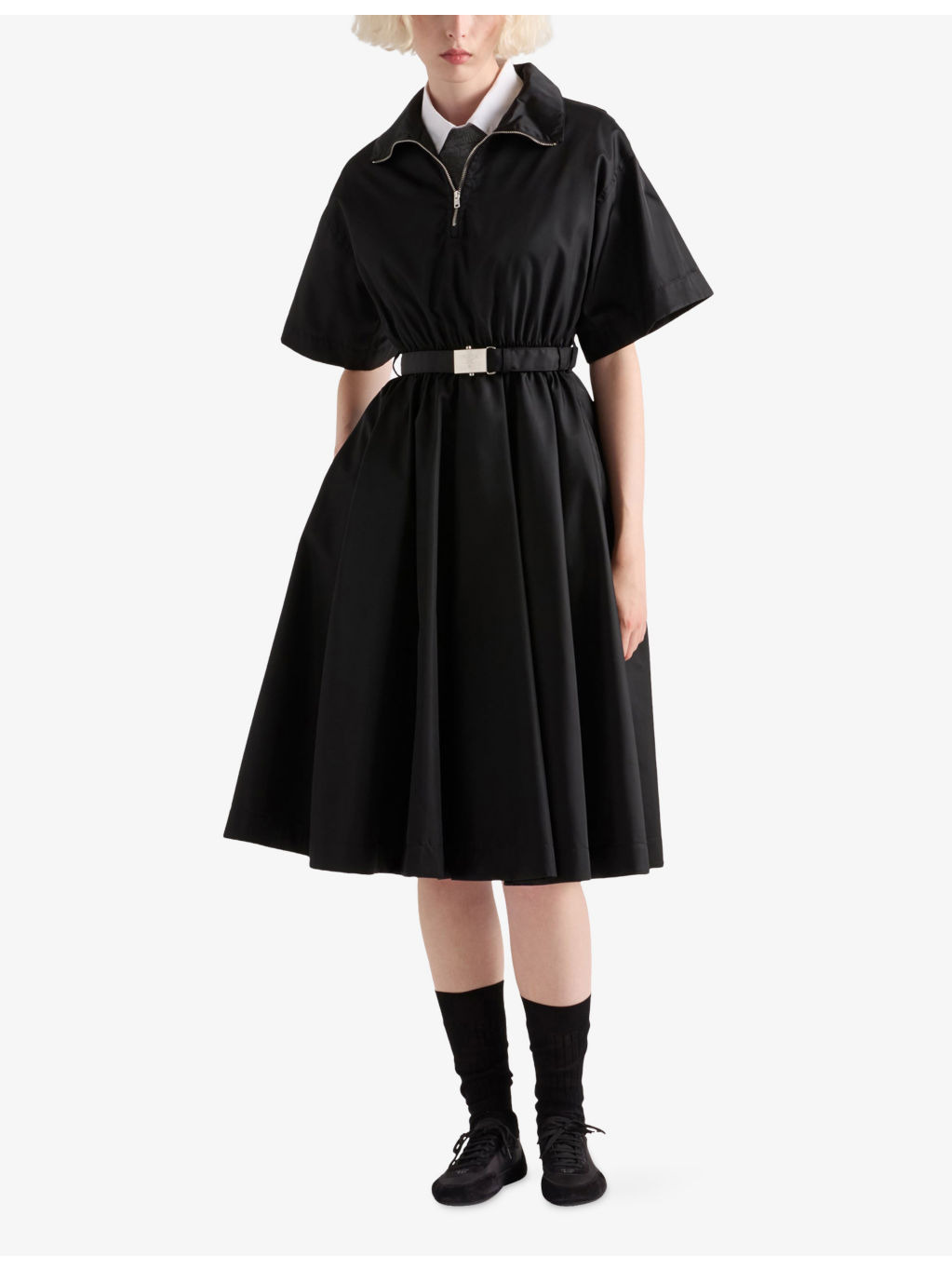 Re-Nylon Short-Sleeved Woven Midi Dress - 2