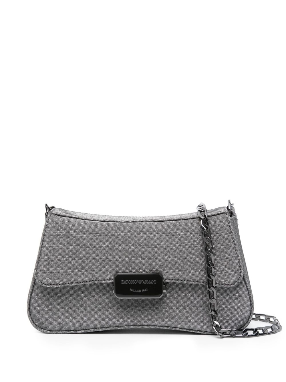 logo-plaque glittered shoulder bag - 1