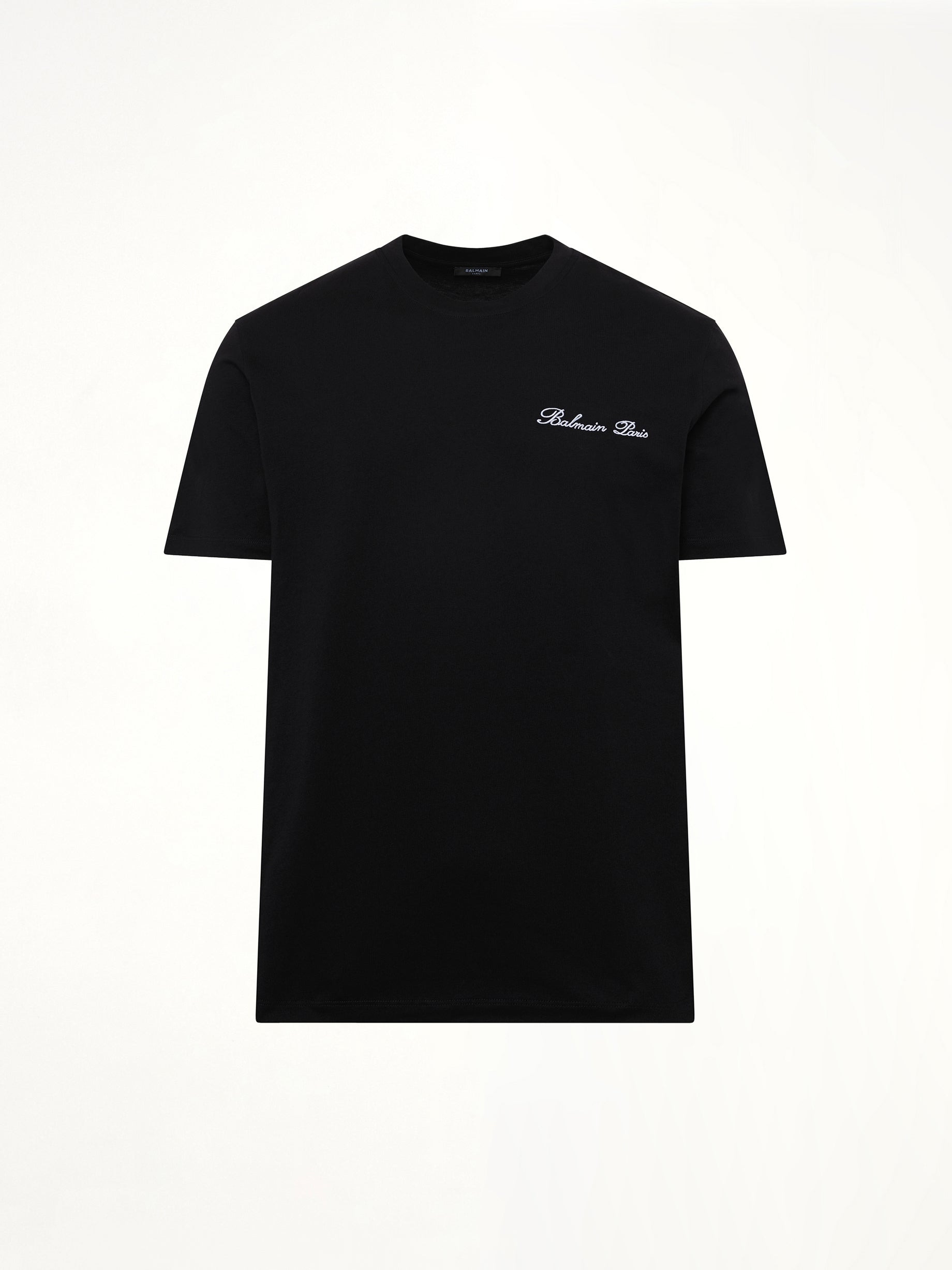 Balmain Signature Embroidered T-Shirt in Black/White - 2