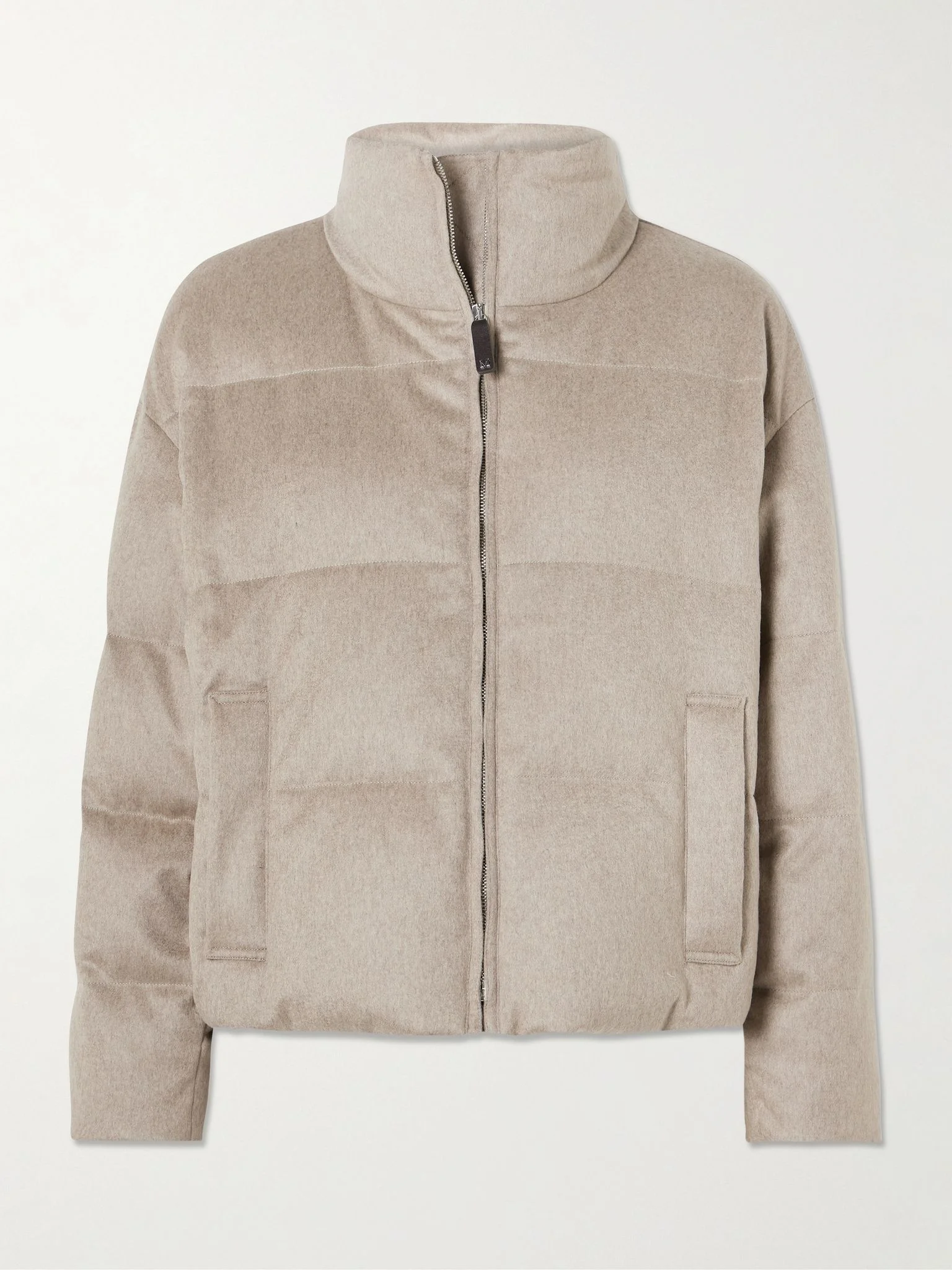 Quilted brushed-cashmere down jacket Sand - 1