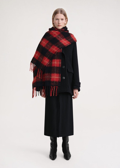 Totême Brushed tartan check scarf red check outlook