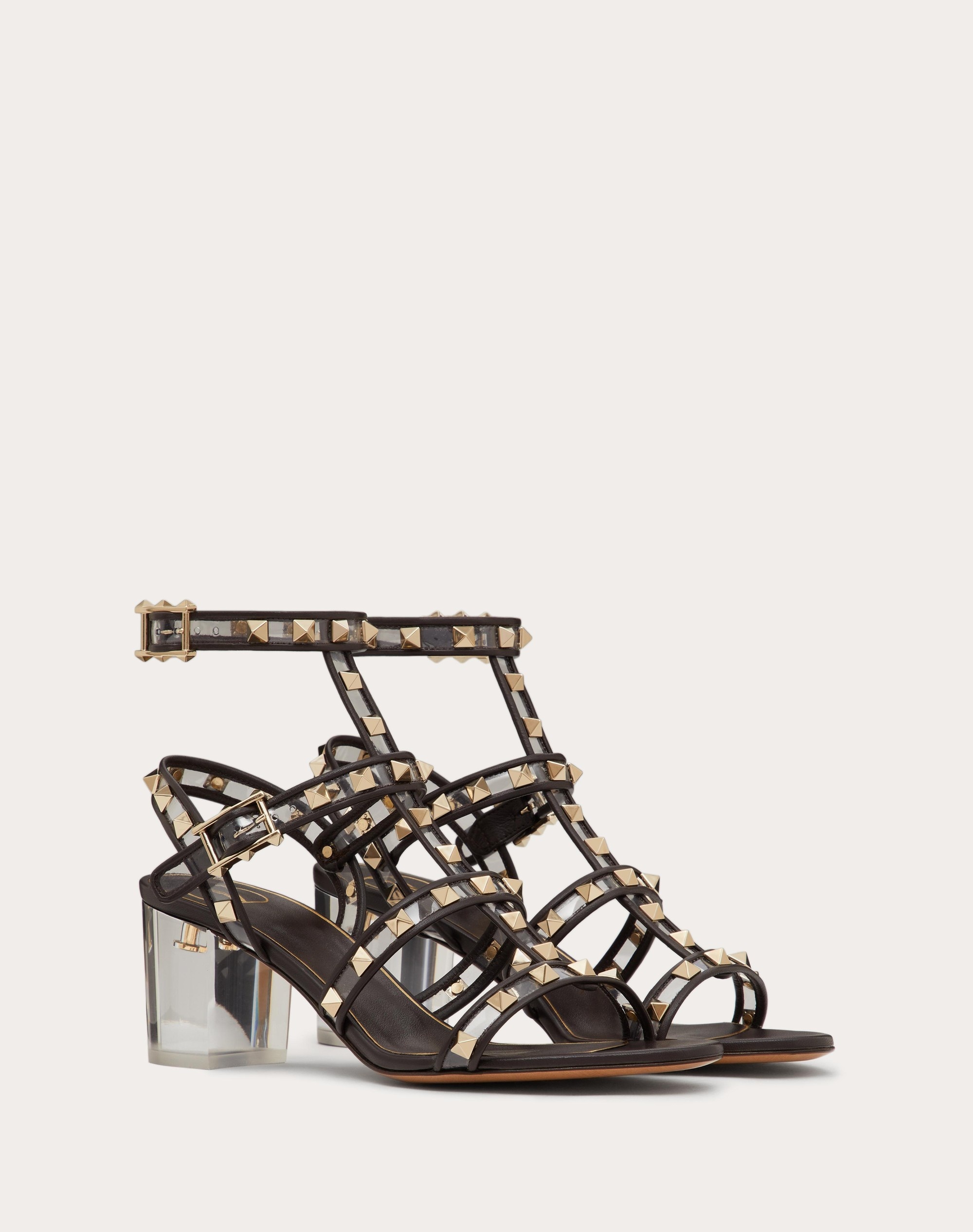 ROCKSTUD SANDAL IN POLYMER MATERIAL WITH STRAPS AND PLEXI HEEL 60MM - 2
