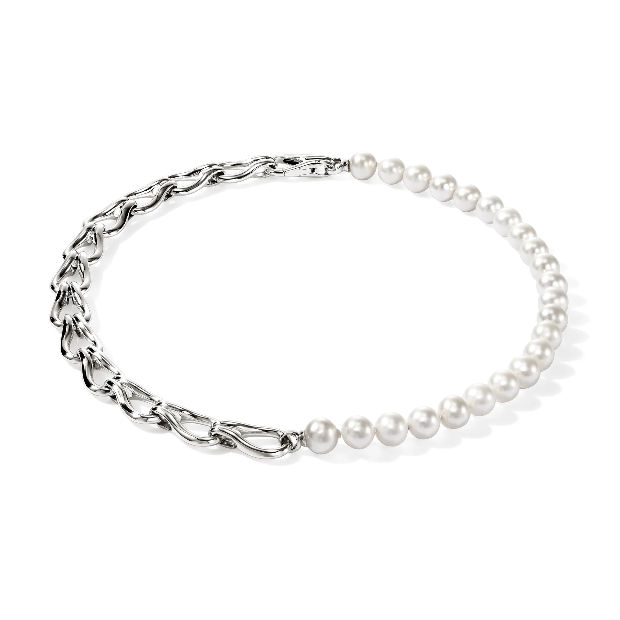 Surf Necklace, Sterling Silver, Pearls - 1