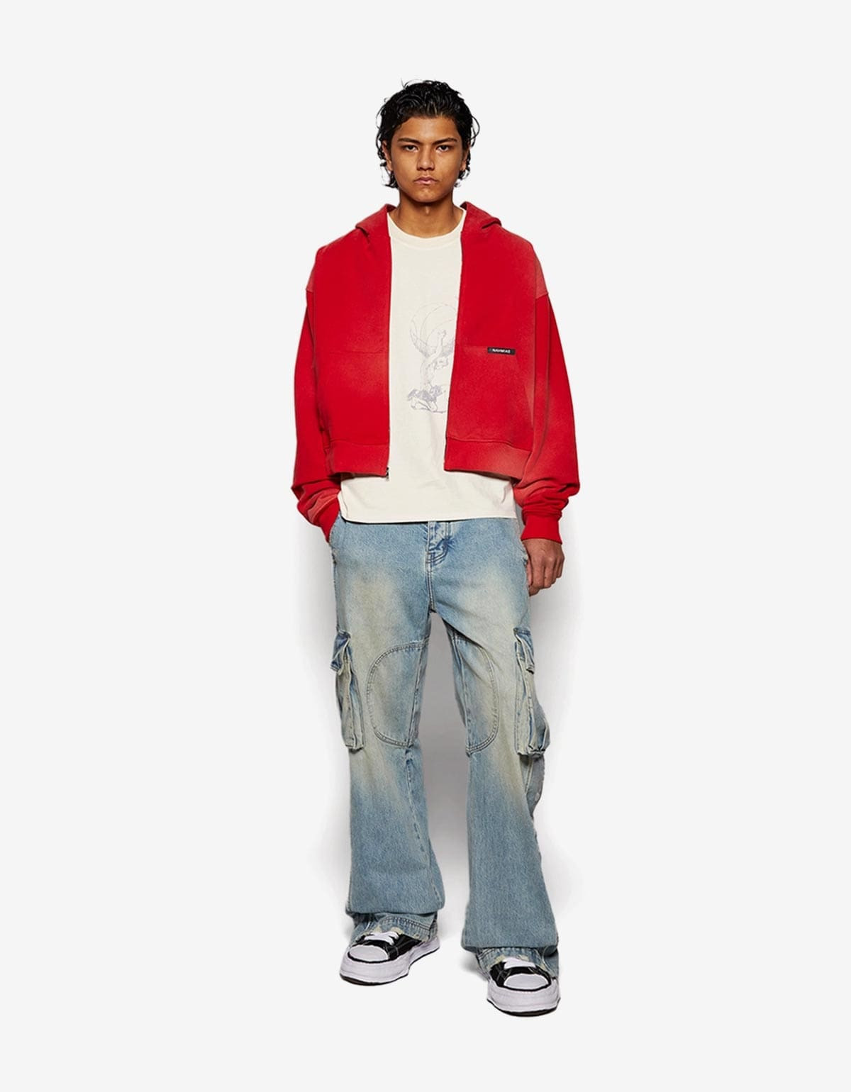 Nahmias Red Sunfade Boxy Zip-Up Hoodie - 5