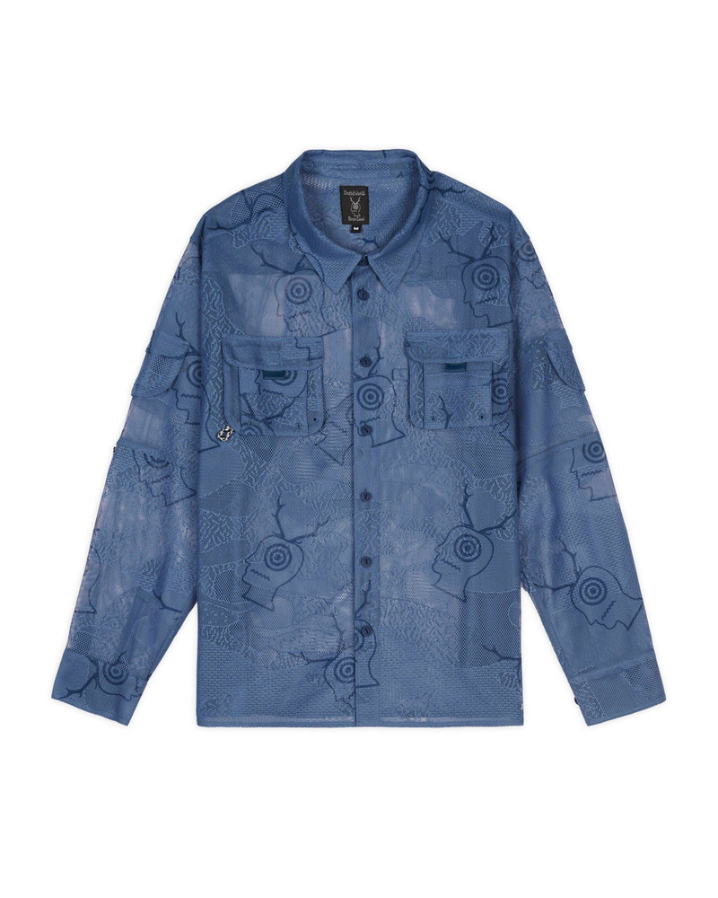 Brain Dead x South2 West8 Engineered Mesh Fishing Button Up Shirt - Slate - 1