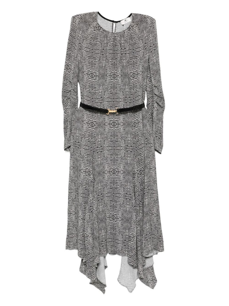 python-print belted asymmetric dress 1