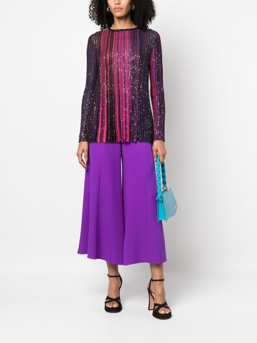 sequin-embellished striped jumper - 2