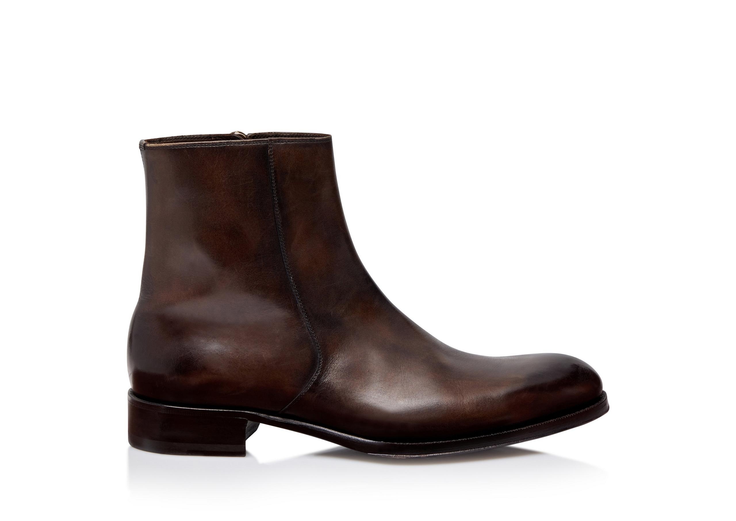 BURNISHED LEATHER EDGAR ZIP BOOT - 1