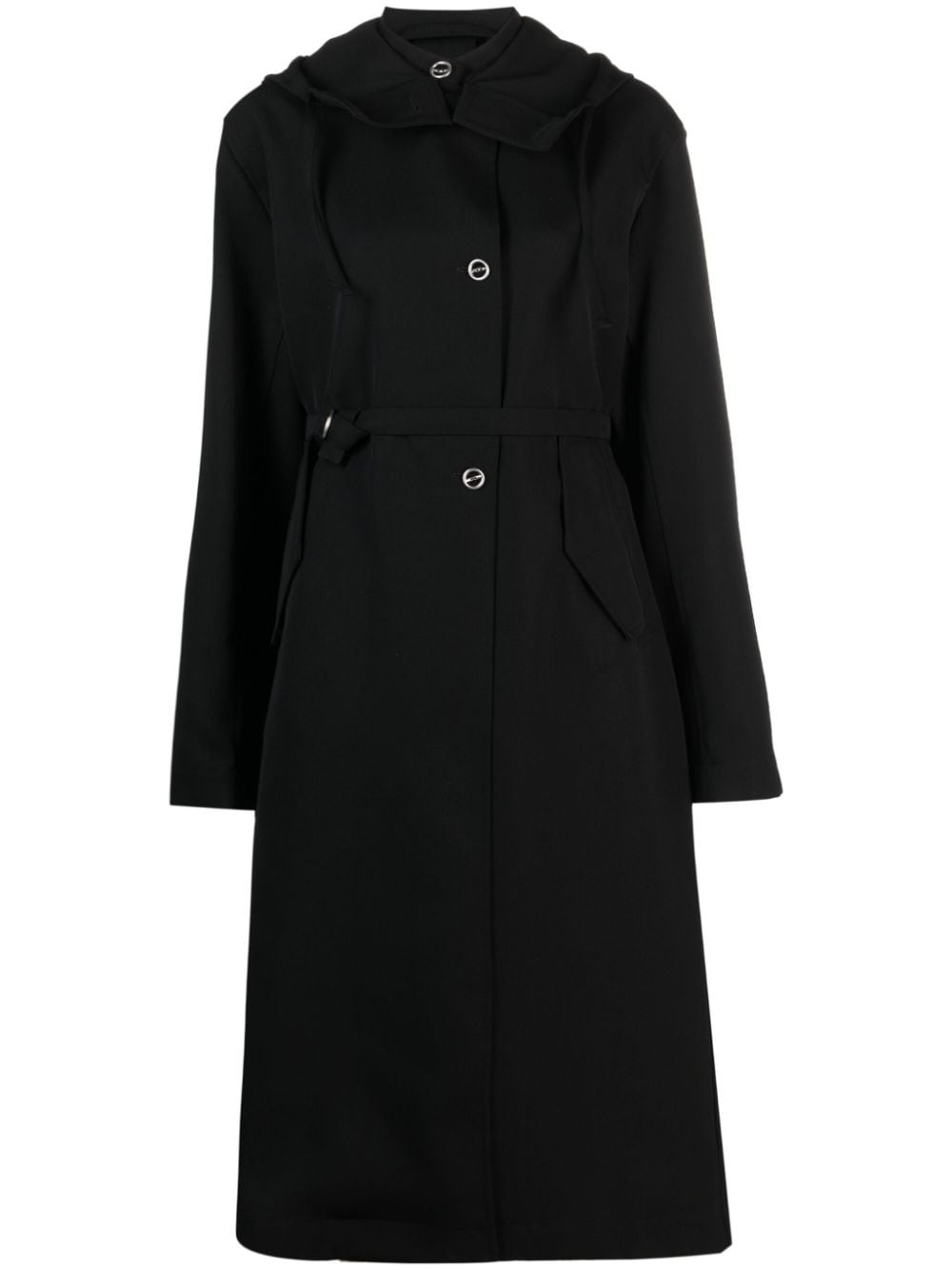 hooded wool coat - 1