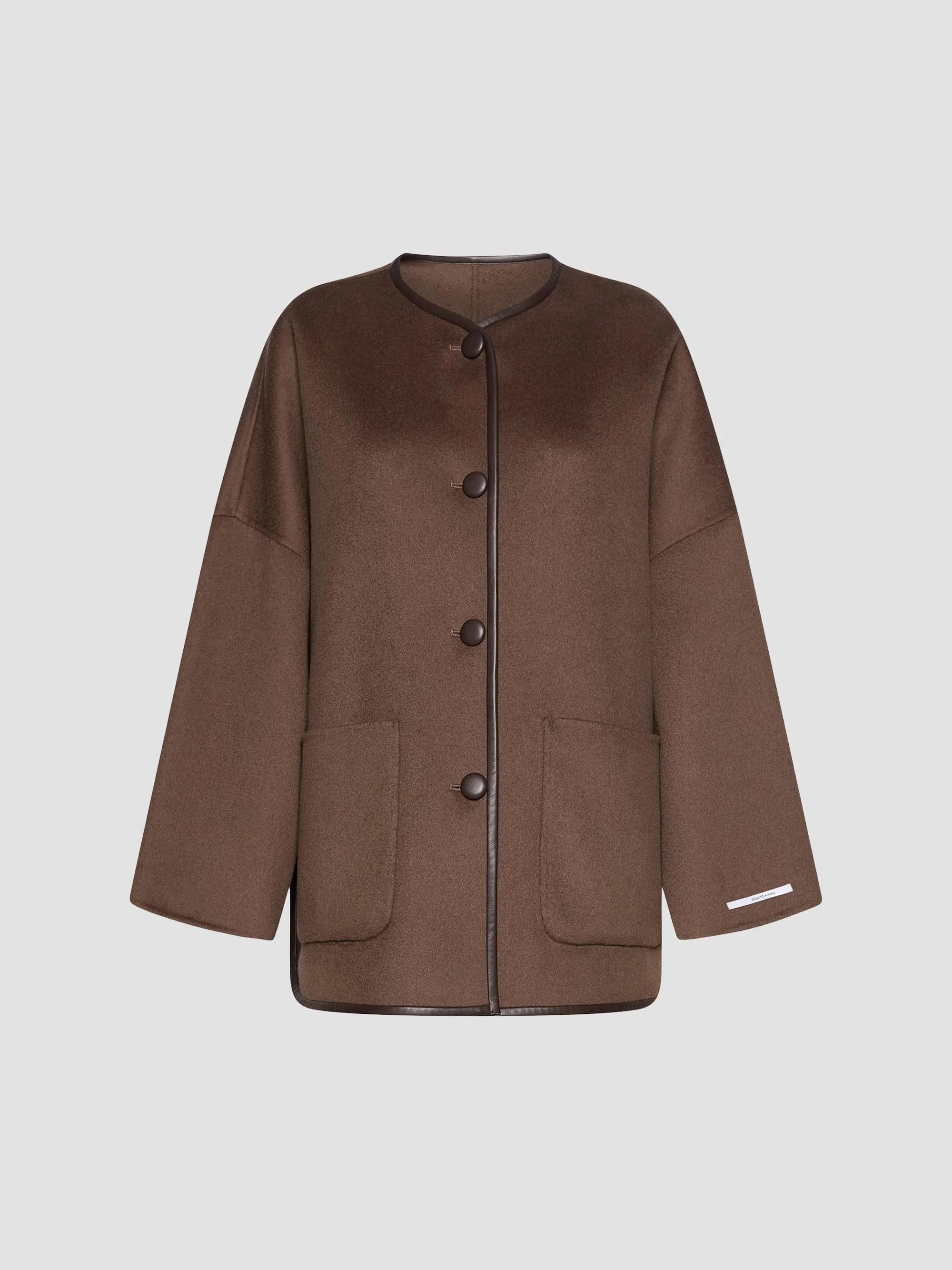 Women's Double Sided Wool Cape - Brown - 1
