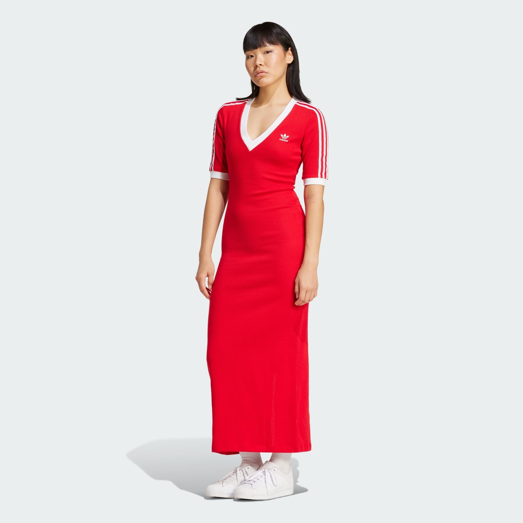Adicolor 3-Stripes Knit V-Neck Dress - 2