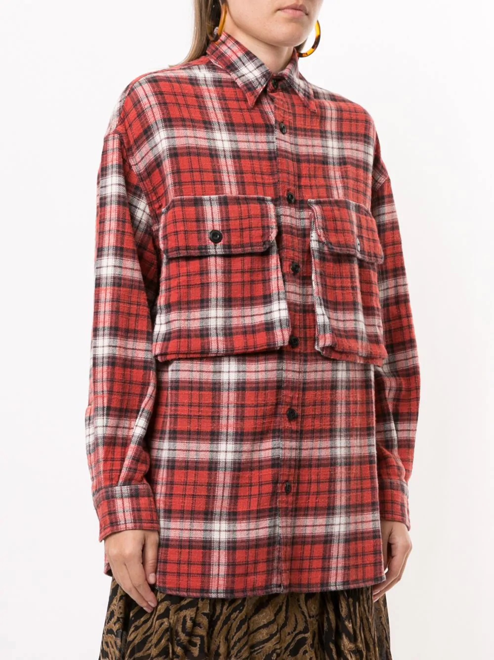 flap-pocket plaid shirt - 3