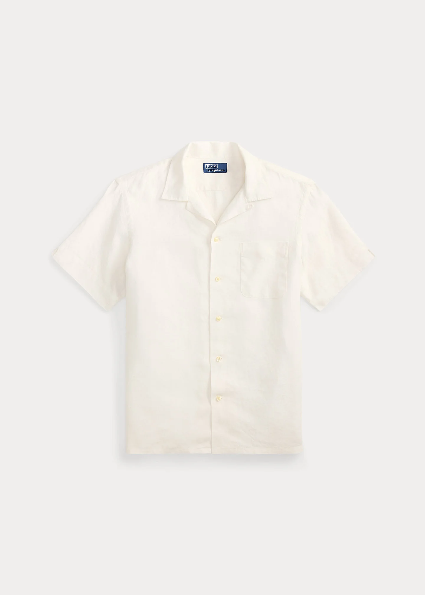 Classic Fit Slub Linen Camp Shirt - 1