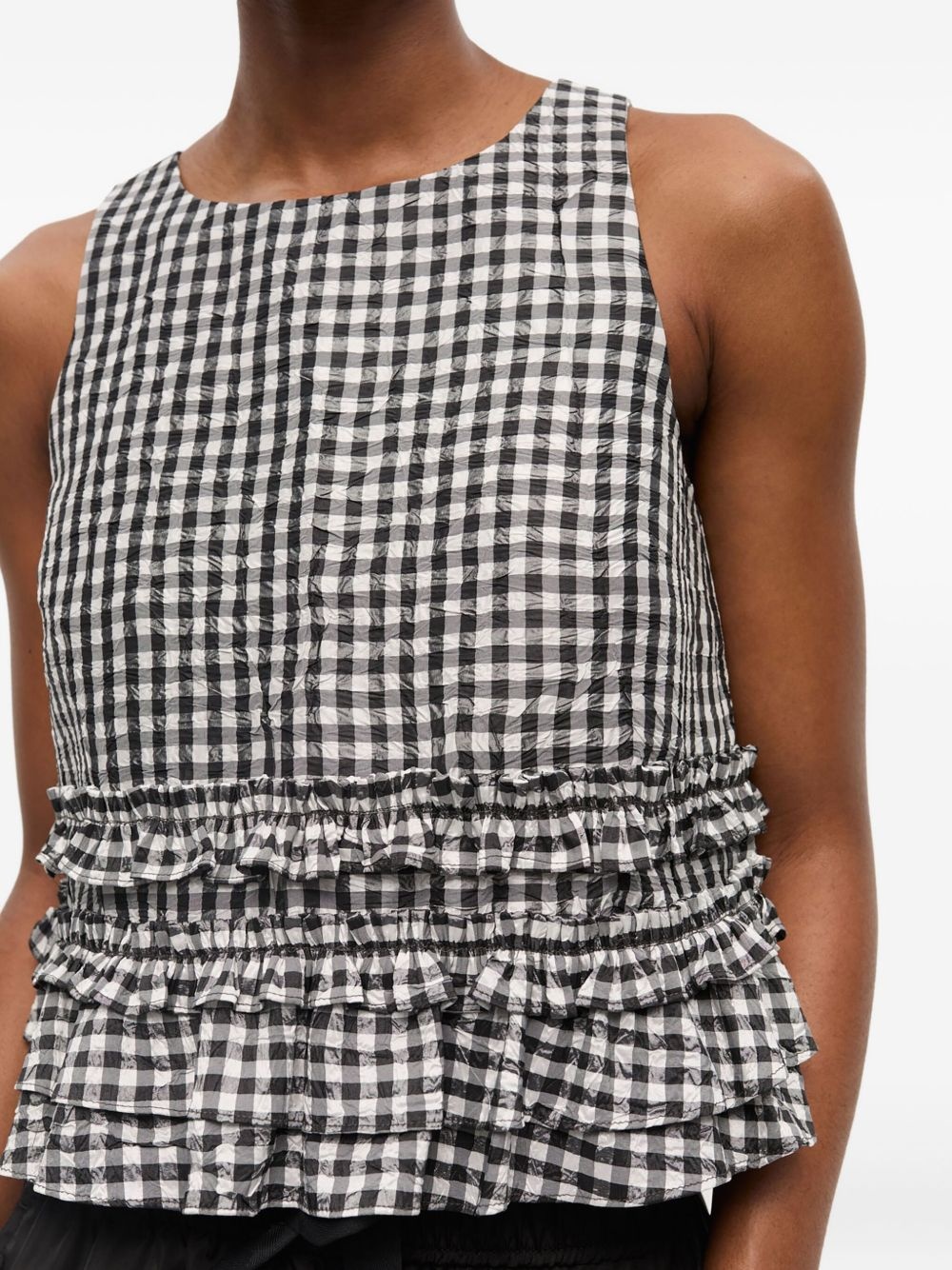 check-print ruffled top - 5