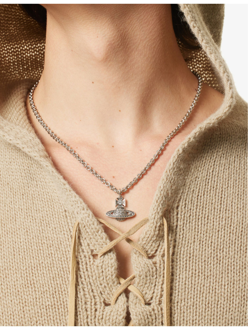 Vivienne Westwood Carmela silver-tone brass and cubic zirconia crystal necklace outlook
