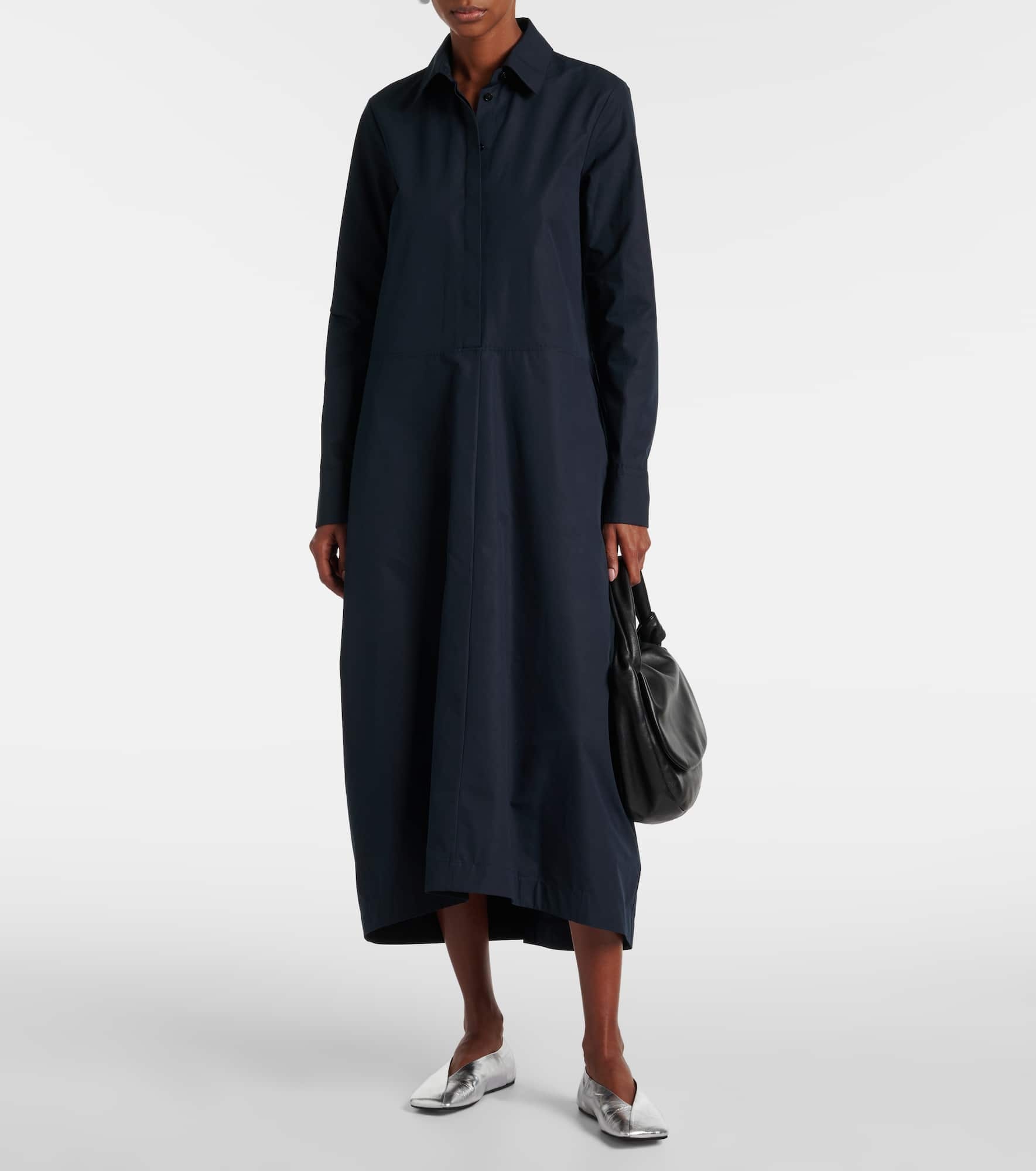 Gathered cotton poplin shirt dress - 2