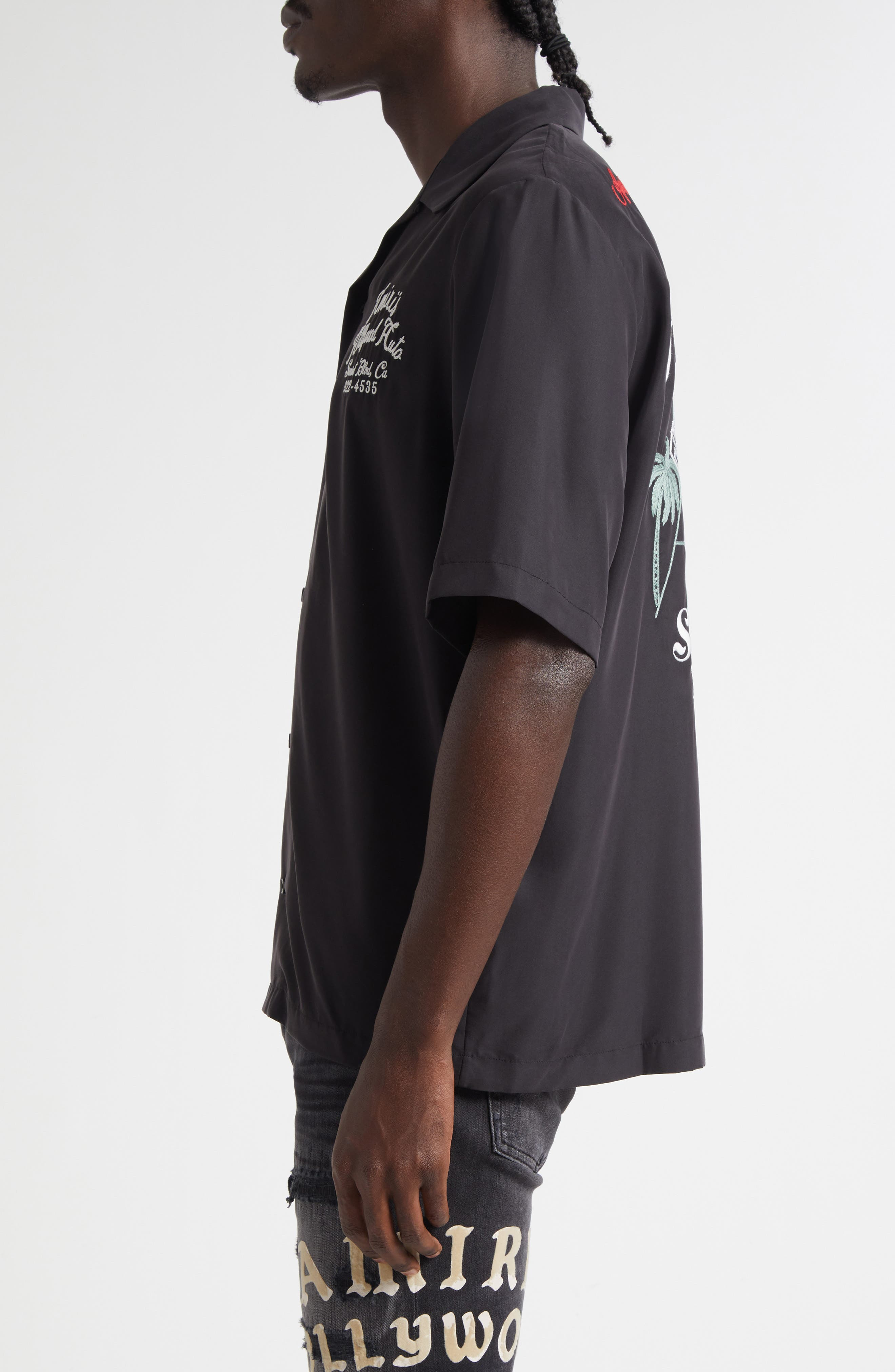 AMIRI Hollywood Auto Bowling Shirt in Black at Nordstrom - 4