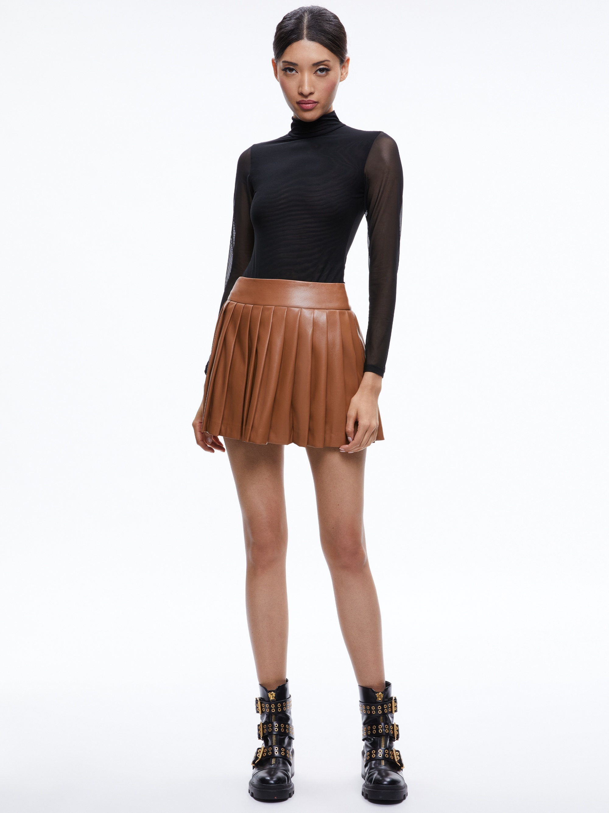 PURA VEGAN LEATHER PLEATED SKORT - 6