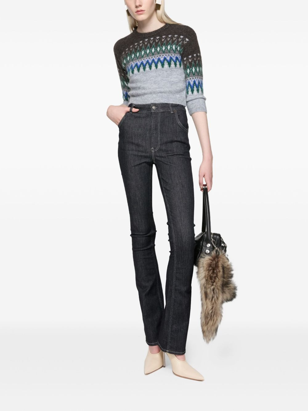bow-detail flared trousers - 2