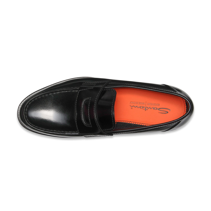 Men's black leather penny loafer 5