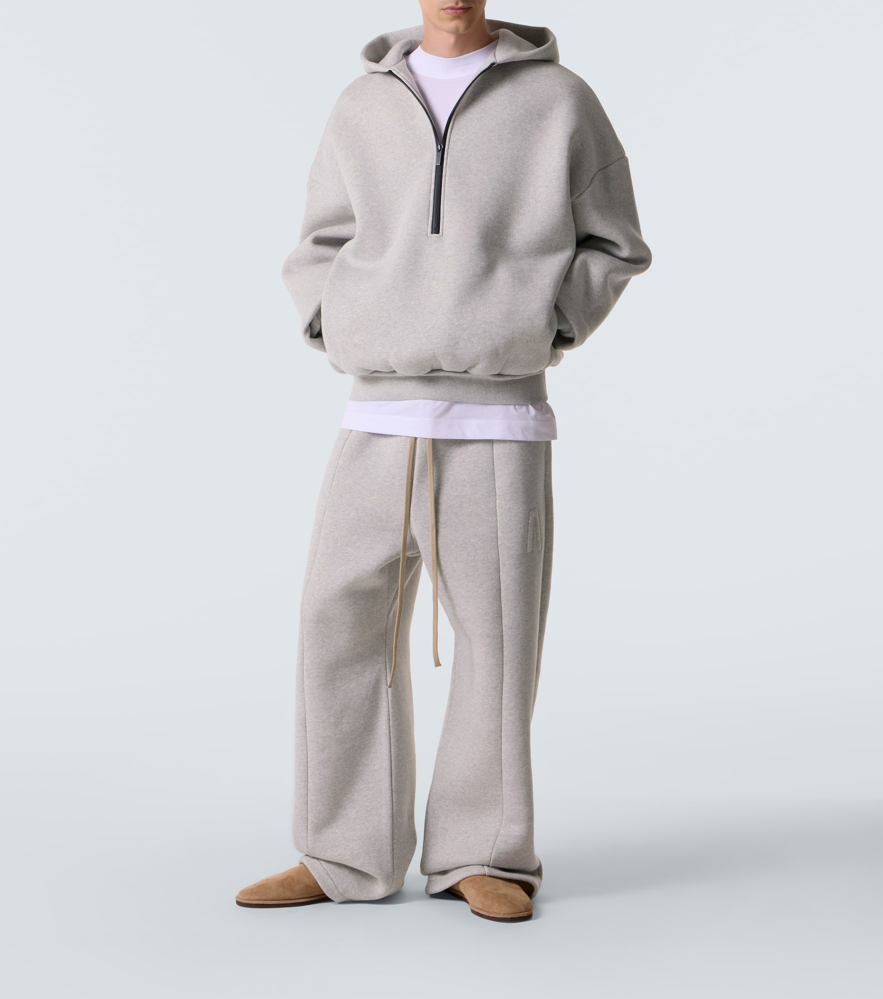 Cotton-blend half-zip hoodie - 2