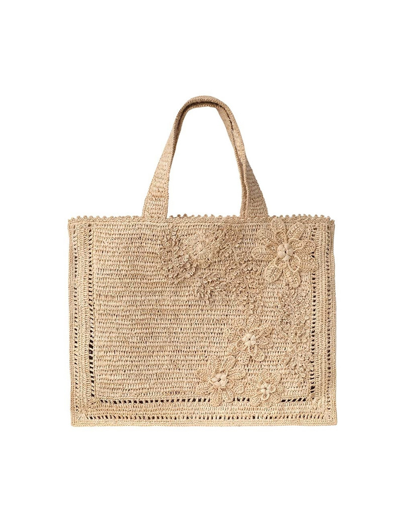 FLORAL RAFFIA TOTE 1