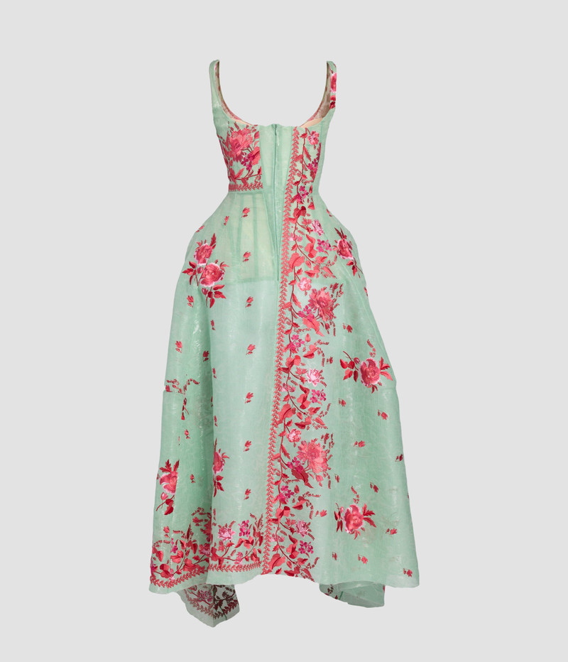 EMBROIDERED ORGANZA DRAPED MIDI DRESS 4